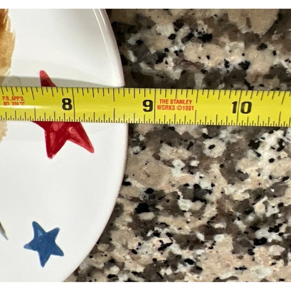 Set Of 4 Hobby Lobby Patriotic Highland Cows Plates Cowboy Hat Ceramic